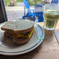 Avocado, egg, cheese on sourdough at James Oliver Coffee in Detroit