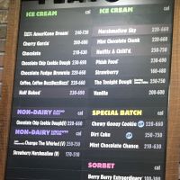 Wall menu; notice three non-dairy items, plus a sorbet at Ben & Jerry's - 30 Rockefeller Center in New York City