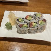 Spicy tomato roll (advertised coming with sriracha and had none)  at Momo Japanese Fusion Restaurant in Milford