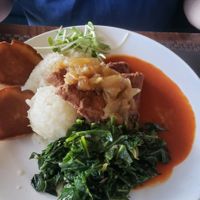Creole Tempeh with mashed potatoes and corn bread at G-Zen in Branford