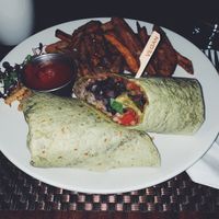 Downward dog burrito with g fries  at G-Zen in Branford