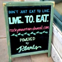 Sandwich board at Rocky Mountain Olive Oil in Fort Collins