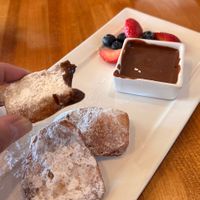 Beignets with fruit and chocolate saucee #Veganuary at Vegan & Vine in Phoenix