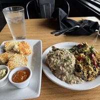 Smothered country fried steak w/ Sausage gravy   at Vegan & Vine in Phoenix