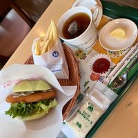 Combo set for 940 yen included a medium fries and my choice of drink - I went with a hot lemon tea.  at Mos Burger in Otaru