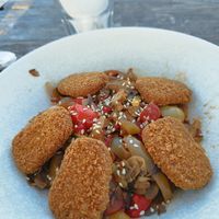 Vegan nuggets and fries at Famous Beach Bar & Grill in Zadar