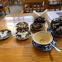 Tea and sweets  at Silk Road Tea House in Bukhara