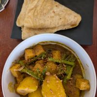 Roti tofu and allo - the roti was West Indian style and delicious. at Bali in Willemstad
