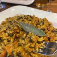Pumpkin Risotto with roasted pumpkin seeds, firm lentils, carrots, tomato, pumpkin and rice delicately spiced with curry and creamy coconut. Divine 👌  at Sheardown's in Meaford