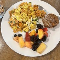 Vegan Tofu Chilaquiles & Pumpkin muffins w/ fresh fruit   at Ugly Biscuits Bed and Breakfast in Baraboo