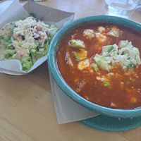 'Chicken' taco and nacho soup at Tacotarian - Blue Diamond Rd in Las Vegas