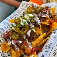 Nachos with carne asada   at Tacotarian - Blue Diamond Rd in Las Vegas