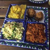 dhal, chili, falafels and tabouleh at El Piano - Malaga in Malaga