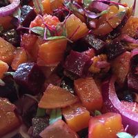 red and golden beets with red onion and balsamic vinaigrette  at Schlafly Tap Room in St Louis