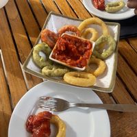 Vegetable rings  at Can Jaume Beach Bar in Ibiza