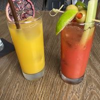 Screwdriver and vegan Bloody Mary  at Pacific Hideaway in Huntington Beach