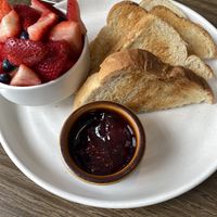 Fresh fruit and sourdough dry toast  at Pacific Hideaway in Huntington Beach