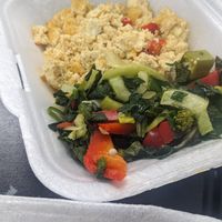 Scrambled tofu and steamed greens at The Ital Collection by Vita in Birmingham