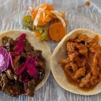 Vegan Mole Taco and Vegan Tinga Taco at Taquería Los Puñales in Portland