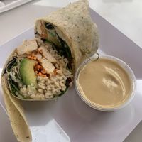 Wrap with tofu and wasabi ginger dressing.    at Tea Bar & Fusion Cafe in Sacramento