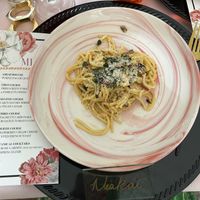 Spaghetti carbonara   at All Purpose Vegan in Atlanta