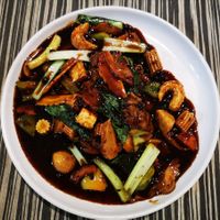 Flat Noodle in Black Bean Sauce at Vege Munch in Northbridge