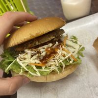 Vegetarian burger (made vegan without mayo)  at Vegetarian Burger & Hotdog in Penang