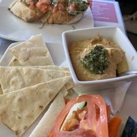 Hummus plate and bruschetta with tomato, basil and garlic  at 32 Shea in Phoenix