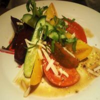Farmers market salad special with pickled beets, cucumbers, tomatoes, and basil. at Dobhan in Madison