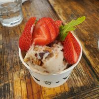 Butter pecan ice cream (with arugula for some weird reason) at Malibu Farm Restaurant in Malibu