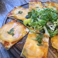 squash lavash Pizzaa  at Malibu Farm Restaurant in Malibu