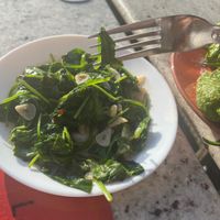 Wilted spinach cooked in garlic and white wine at La Casa Flamenca in Portsmouth