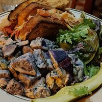 Vegan Reuben with Vegan Purple Potato Salad at The Weary Traveler in Madison