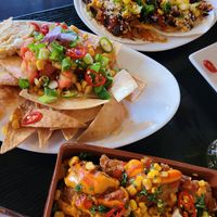 Nacho strips, tempeh tacos, sweetcorn fritters at Jungle Bird in Birmingham
