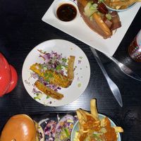 piggie smalls sub, corn to be wild and jungle is massive burger  at Jungle Bird in Birmingham