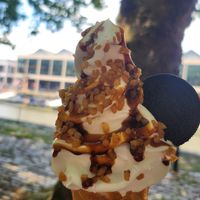 Caramel sauce, salted caramel topping, oreo at The Happy Cow in Bristol