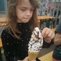 Chocolate sauce with chocolate pieces at The Happy Cow in Bristol