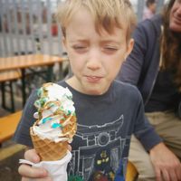 Bubblegum and chocolate sauce with biscoff pieces at The Happy Cow in Bristol