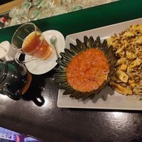 Kuschari mit Tomatensauce und dazu schwarzer Tee mit Kardamom at Ali Baba - Damasko in Graz