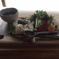 tofu skin and mushroom soup at Yasai Cafe Meguri in Nikko