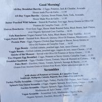Breakfast menu at Savoy Cafe and Deli in Santa Barbara
