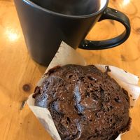 Vegan chocolate muffin at Savoy Cafe and Deli in Santa Barbara