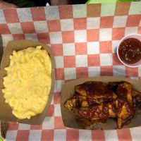 Mac and cheese, BBQ chicken at Pure Grit BBQ in New York City