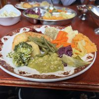 Sunday lunch with vegan chicken, £9  at Yr Hen VIC in Llandelio