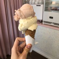 vegan rice cone, rhabarber+vanilla ice  at Pretty Hill in Berlin