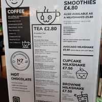 Menu at The Classroom N7 in North London