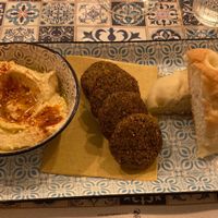 Falafel and hummus with focaccia bread  at Zaatar in Jesi