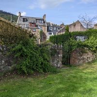 Back entrance to beer garden at The Meadows in Callander