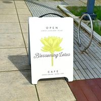 Sandwich board at Blossoming Lotus in Portland