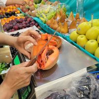 Fruit sampling on the market tour at Aura Cocina Mexicana in Mexico City